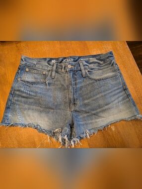 J. Crew Frayed Hem Blue Denim Jean Shorts